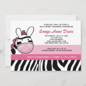 Sassy Pink Zebra Stripe Diva Baby shower 5x7 Uitno Kaart (Voorkant)