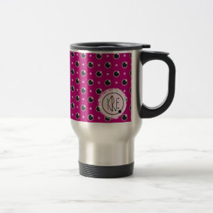 Sassy Polka Dots Monogram Travel Mug - Paars Reisbeker