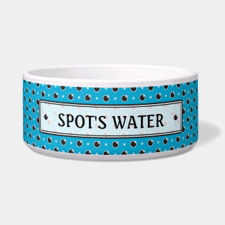 Sassy Polka Dots Personalized Pet Bowl - Aqua Blue Voerbakje