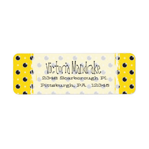 Sassy Polka Dots Return Address Label - Geel
