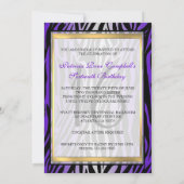 Sassy Purple Zebra Invitation with Bow Kaart (Achterkant)