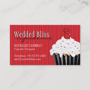 Sassy Red en Black Cupcake Visitekaartje