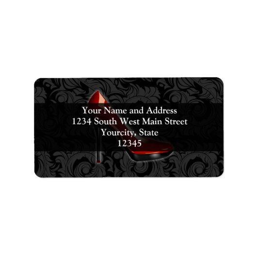 Sassy Red Shoe Etiket (Voorkant)