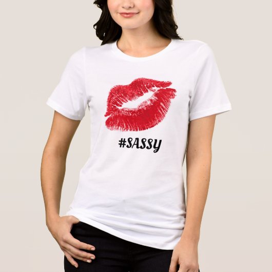 SASSY RODE LIPPEN Tri-Blend SHIRT (Voorkant)