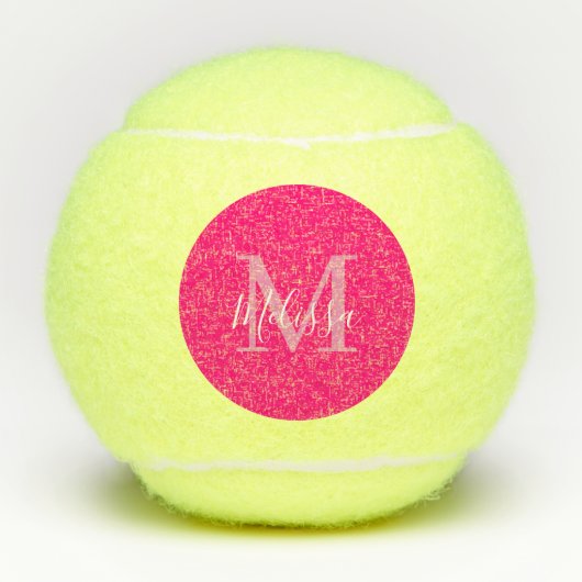 Sassy roze Elegant Modern Monogram Tennisballen (Voorkant)