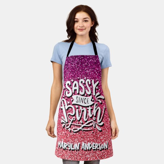 SASSY SINCE BIRTH CUSTOM GLITTER TYPOGRAPHY SCHORT (Gedragen)