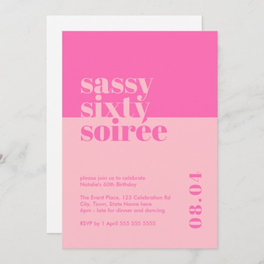 Sassy Sixty Soirée 60e anniversaire Invitation (Devant / Derrière)