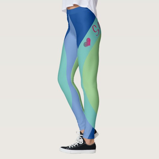 Sassy Smart Script Geometric Blue Leggings (Links)