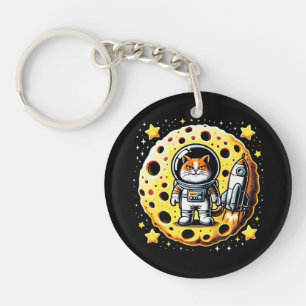 Sassy Space Cat - Astronaut op een Cheese Moon Que Sleutelhanger