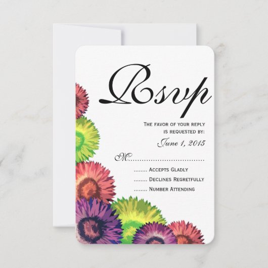 Sassy Spring Flowers Modern Wedding RSVP-kaart RSVP Kaartje (Voorkant)