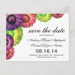 Sassy Spring Flowers Modern Wedding Save the Date Aankondigingskaart