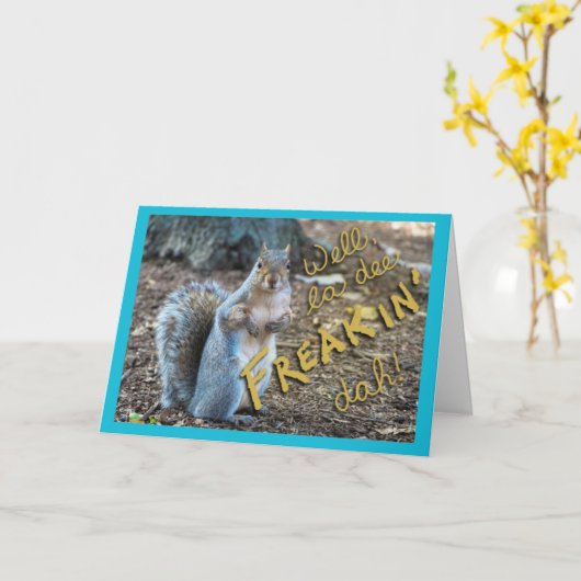 Sassy Squirrel kaart (Gele Bloem)