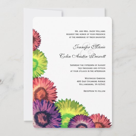 Sassy Summer Flowers Modern Wedding Kaart (Voorkant)