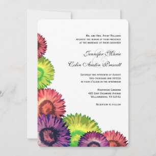 Sassy Summer Flowers Modern Wedding Kaart