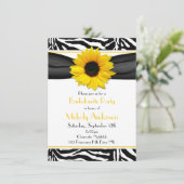 Sassy Sunflower Zebra Print Bachelorette Party Kaart (Staand voorkant)