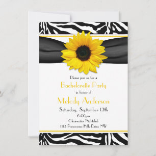 Sassy Sunflower Zebra Print Bachelorette Party Kaart