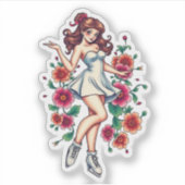 Sassy Tattoo stijl schaatser Sticker (Voorkant)
