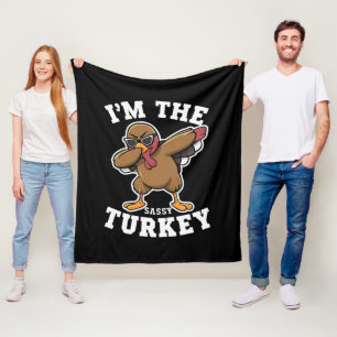 Sassy Turkije Matching Familie Thanksgiving Party Fleece Deken