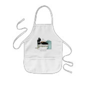 Sassy Tuxedo Kat Vintage Kom Aqua Retro Keuken  Kinder Schort (Voorkant)