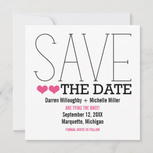 Sassy Typografie Save the Date Invite, Roze