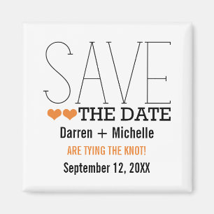 Sassy Typografie Save the Date Magnet, Oranje Magneet