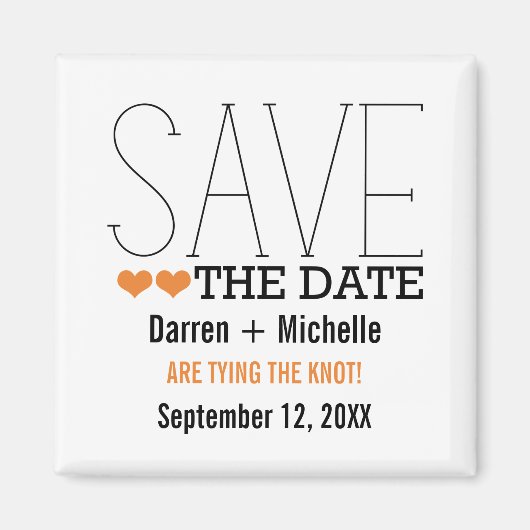 Sassy Typografie Save the Date Magnet, Oranje Magneet (Voorkant)