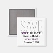 Sassy Typografie Save the Date Magnet, Paars Magneet (Voorkant / Achterkant)