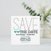 Sassy Typography Save the Date Invitation, Aqua (Debout devant)