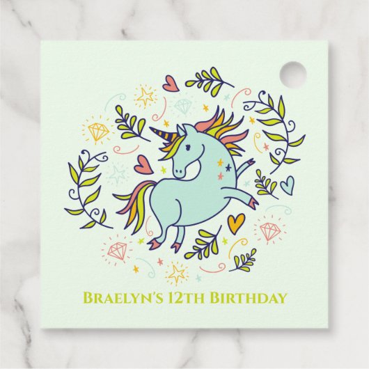 Sassy Unicorn Magical Birthday Bedankjes Labels (Achterkant)