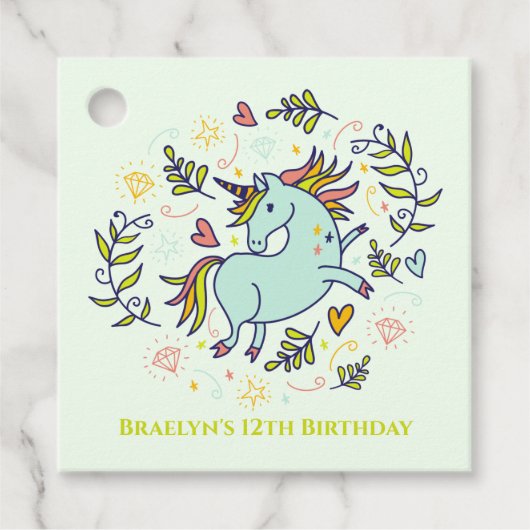 Sassy Unicorn Magical Birthday Bedankjes Labels (Voorkant)