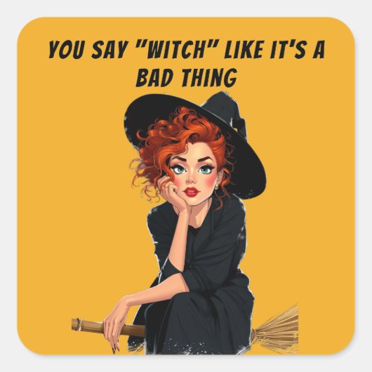 Sassy Witch Halloween ontwerp Vierkante Sticker (Voorkant)