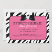 Sassy Zebra Birthday Party Invitation Kaart (Achterkant)