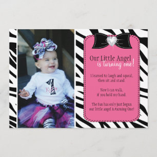 Sassy Zebra Birthday Party Invitation Kaart