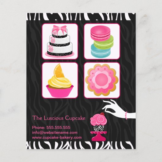 Sassy Zebra Cupcake Bakery Promotion Flyer (Achterkant)