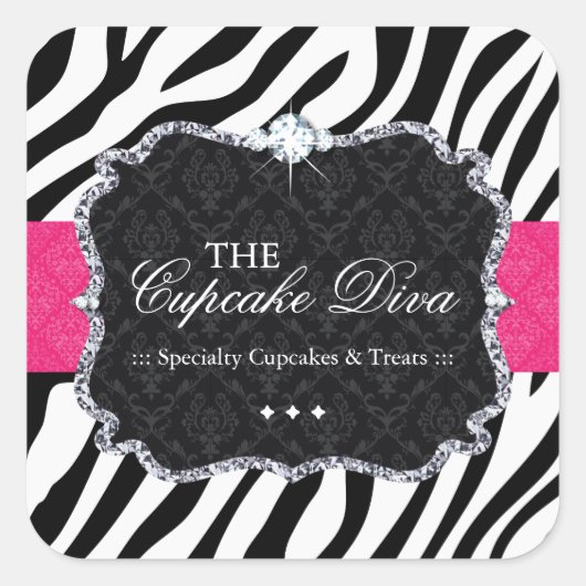 Sassy Zebra Cupcake - Stickers Emballage (Devant)