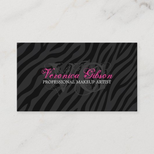 Sassy Zebra Print Makeup artistieke Visitekaartjes (Voorkant)