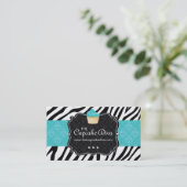 Sassy Zebra Stripe Cupcake Visitekaartje (Staand voorkant)