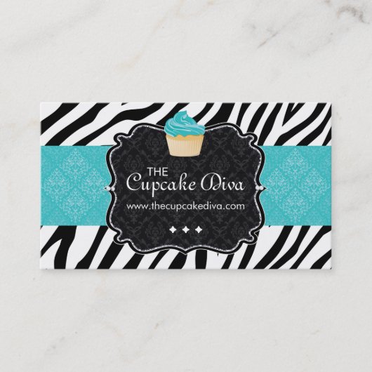 Sassy Zebra Stripe Cupcake Visitekaartje (Voorkant)