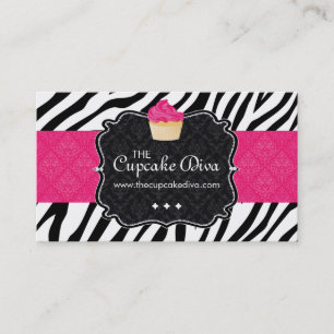 Sassy Zebra Stripe Cupcake Visitekaartje