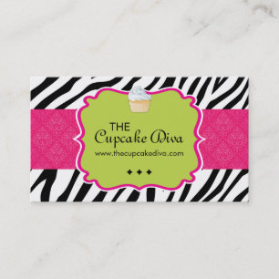 Sassy Zebra Stripe Cupcake Visitekaartje