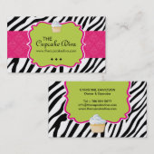 Sassy Zebra Stripe Cupcake Visitekaartje (Voorkant / Achterkant)