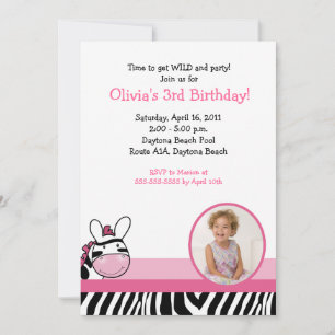 SASSY ZEBRA STRIPE DIVA * FOTO * Birthday 5x7 Kaart
