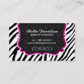 Sassy Zebra Stripe en diamanten Visitekaartje (Achterkant)