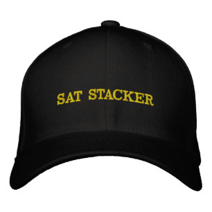 Sat Stacker Hodl Tight Bitcoin Crypto Gele Tekst Geborduurde Pet