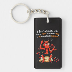 Satan Bedriegende Vrouw Zonde Grappige Duivel Meme Sleutelhanger