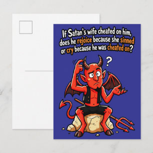 Satan Bedriegt Vrouw Zonde Grappige Duivel Meme Briefkaart