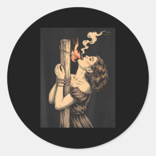 Satan Duivel Hel met vlammen Sigaret Occul Ronde Sticker