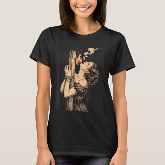 Satan Duivel Hel met vlammen Sigaret Occul T-shirt (Voorkant)