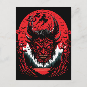 Satan Evil Face   Demon Head grafisch ontwerp Briefkaart