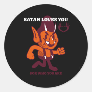 Satan houdt van je voor wie je bent ronde sticker